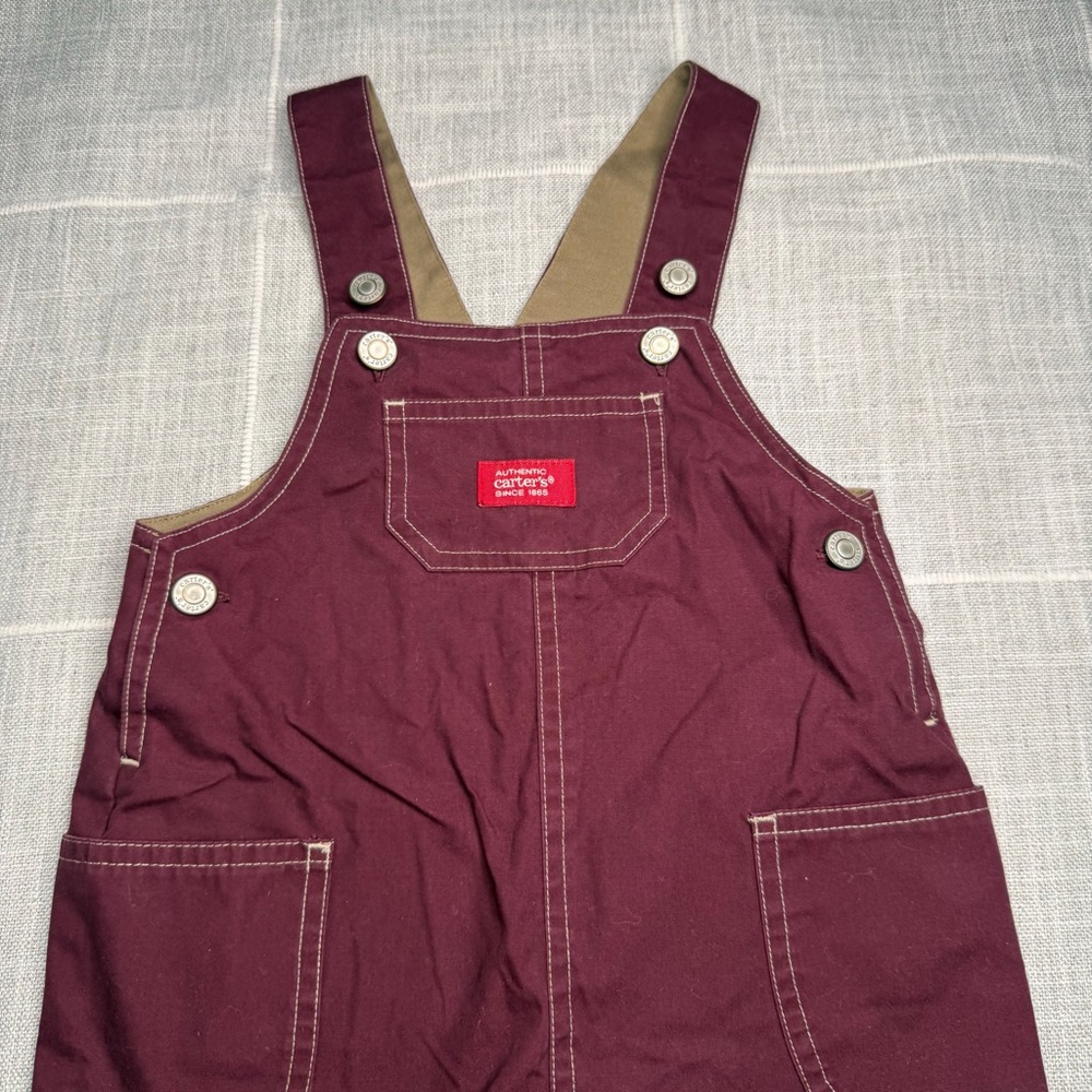 Carter's Y2K Dinosaur Basketball Overalls 12-18 Months Maroon - Picture 5 of 10
